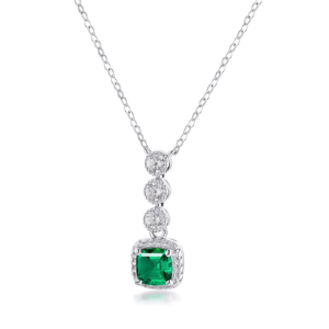 New S925 silver necklace cultivated emerald retro pendant female noble temperament wind
