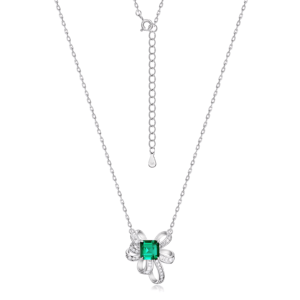 Brilliant sparkling colorful treasure necklace women S925 silver with cultivated emerald collarbone chain sweater chain