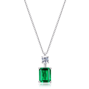S925 silver pendant cultivated emerald pendant female vintage style light luxury customized