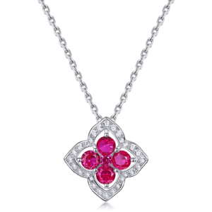 Lucky Clover Cultured Colored Treasure Necklace S925 Silver Inlaid Cultured Emerald Collarbone Chain Simple