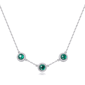 Egg surface cultivated emerald necklace women S925 silver full set colorful treasure light luxury collarbone chain light luxury