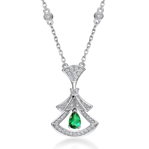 Scalloped Small Skirt Necklace S925 Silver Nurtured Emerald Collarbone Chain Court Vintage