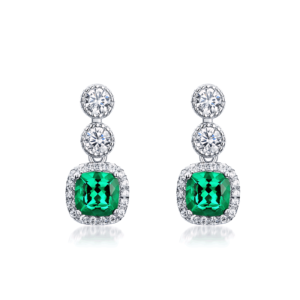 New S925 silver earrings female cultivation emerald retro earrings noble wind