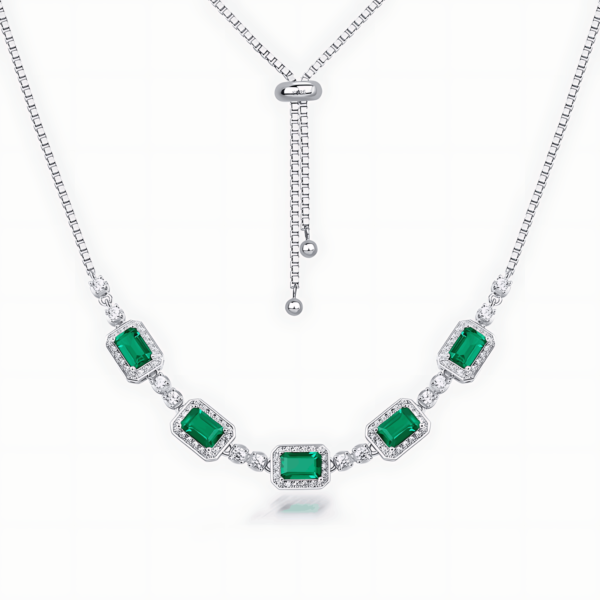Cultivate emerald collarbone chain female S925 silver inlaid colorful treasure full diamond necklace light luxury retro - Image 7