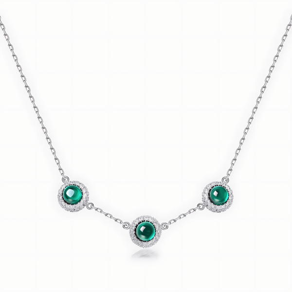 Egg surface cultivated emerald necklace women S925 silver full set colorful treasure light luxury collarbone chain light luxury - Image 7