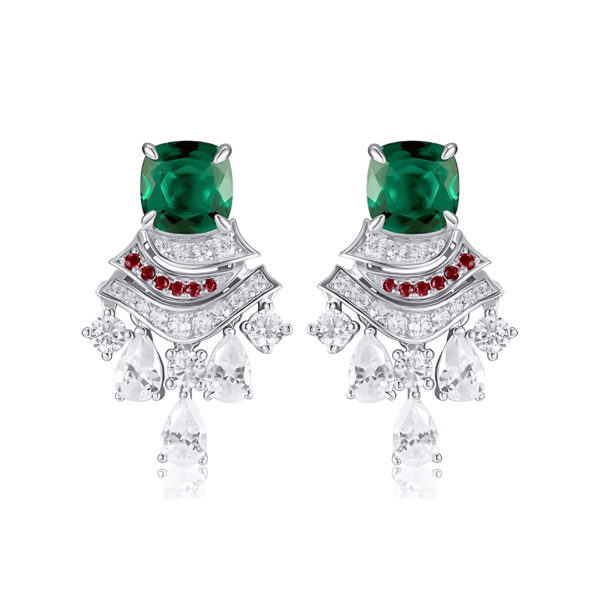 Hot Cultivation colorful gemstone earrings S925 silver full set sparkling gemstone small skirt earrings personalized and elegant - Image 9