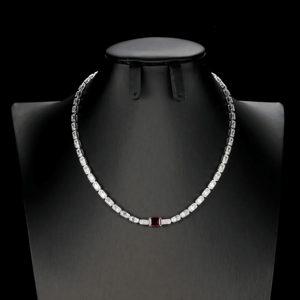 Heavy design cultivated emerald necklace S925 silver full set square diamond colorful treasure collarbone chain wind - Image 8