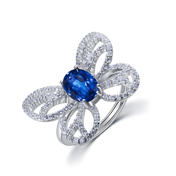 Butterfly cultivated emerald ring women S925 silver inlaid cultivated colorful treasure finger ring wind light luxury - Image 5