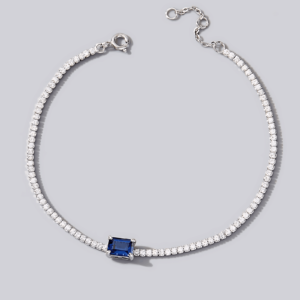 Simple S925 silver vintage bracelet women inlay cultivated emerald hand jewelry