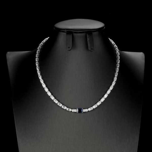 Heavy design cultivated emerald necklace S925 silver full set square diamond colorful treasure collarbone chain wind - Image 9