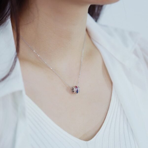 New Passepartout rainbow zirconia necklace female S925 silver inlaid color color treasure collarbone chain - Image 2