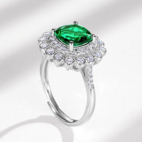 S925 silver ring cultivated emerald ring female vintage simple and versatile - Image 2