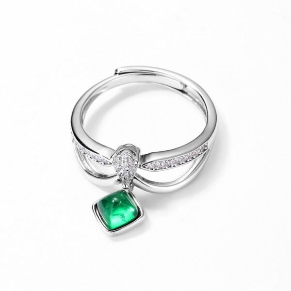 New S925 silver cultivated emerald ring women full of diamonds fashion high sense of jewelry - Image 2