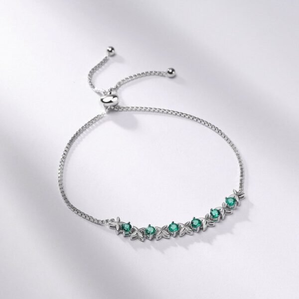 Light luxury fashion cultivated emerald bracelet S925 silver set cultivated colorful treasure adjustable hand jewelry versatile - Image 2