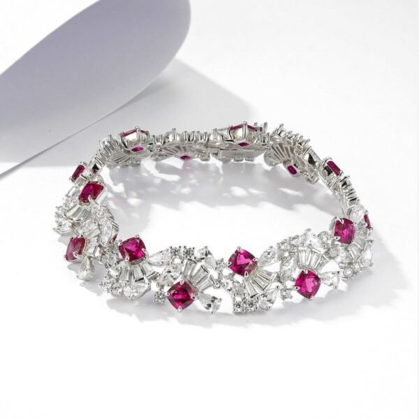 Heavy Cultured Colored Treasure Bracelet Women S925 Silver Set Cultured Cultured Emerald Hand Jewelry Premium Light Luxury - Image 2