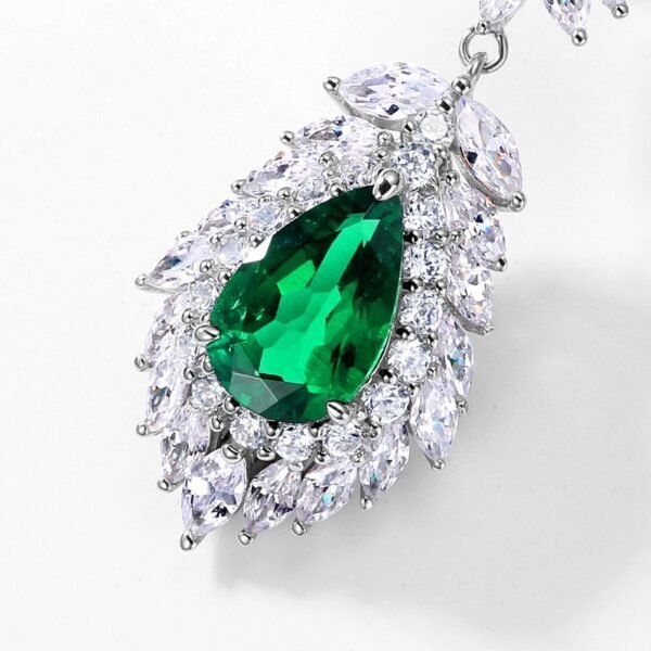 New S925 Silver Cultivated Emerald Earrings Female Vintage Luxury Premium Design Earrings - Image 2