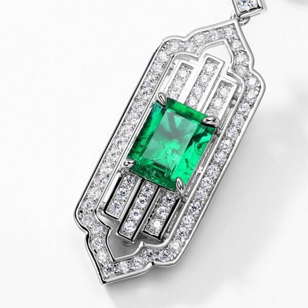 TKS925 Silver Cultivated Emerald Earrings Women's Circumference Setting Gemstone Earrings Vintage Style - Image 2