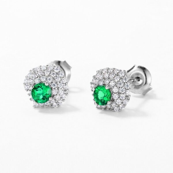 S925 silver earrings cultivated emerald female retro light luxury wind earrings - Image 2
