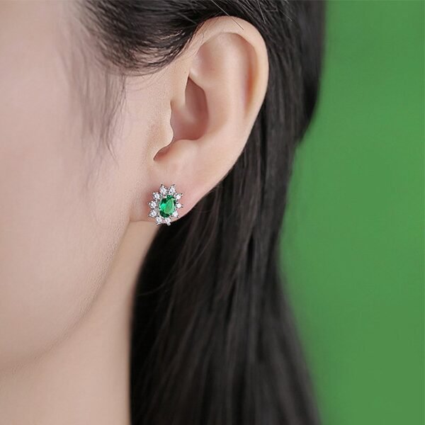 Cultivate emerald earrings S925 silver earrings female temperament niche design jewelry - Image 2