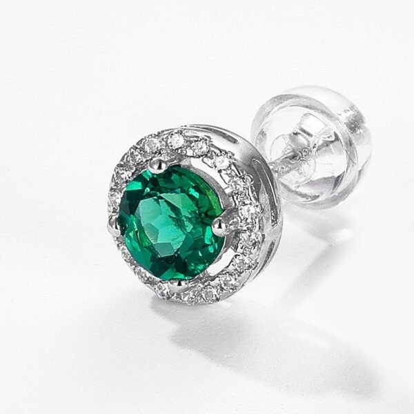 S925 silver earrings cultivated emerald earrings female retro light luxury wind earrings - Image 2