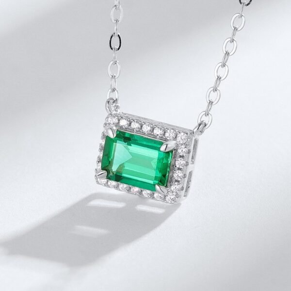 Cultivation emerald pendant S925 silver collarbone necklace hundred fashion necklaces - Image 2