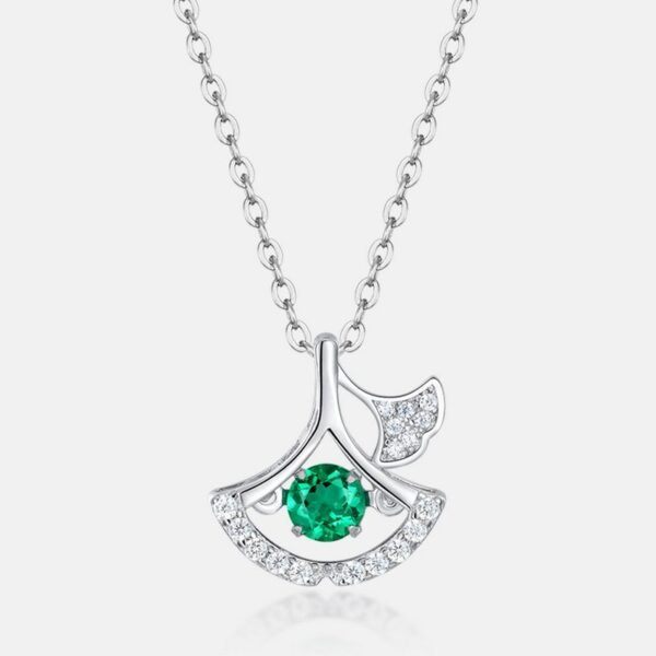Hot picks fan-shaped small skirt necklace S925 silver cultivation emerald personalized collarbone chain light luxury fashion - Image 2