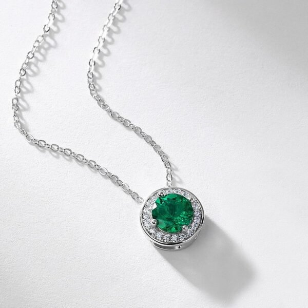 Hot sale complete cultivation emerald necklace pendant S925 silver with cultivation colorful treasure full diamonds collarbone chain customized - Image 2