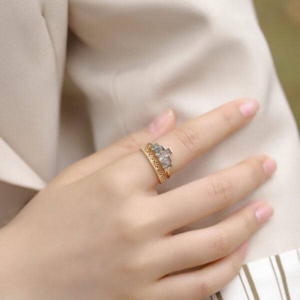 Unique Design Natural Watercress Agate Ring S925 Silver Green Moss Stone Combo Ring Light Luxury Customized - Image 2