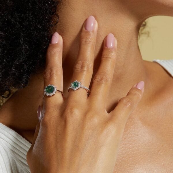 S925 silver green moss ring aqua agate fashion noble temperament - Image 2