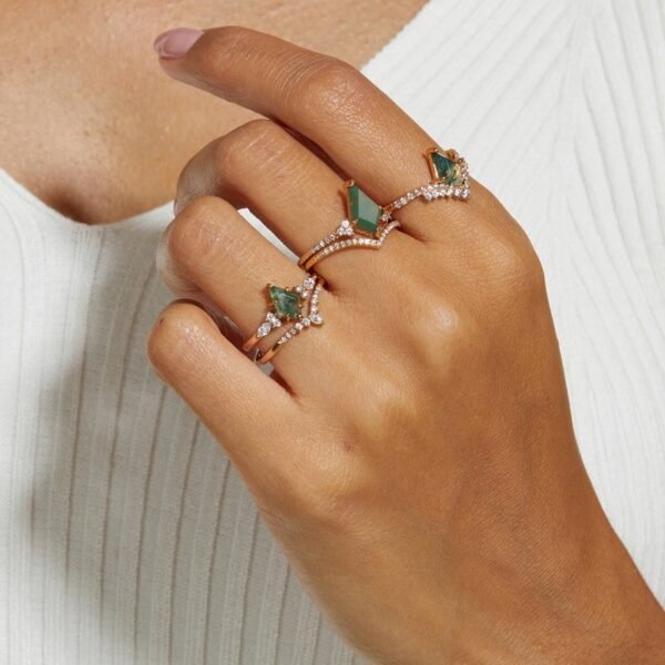 New S925 silver green moss ring with watercress agate finger ring noble luxury wind best-selling - Image 2