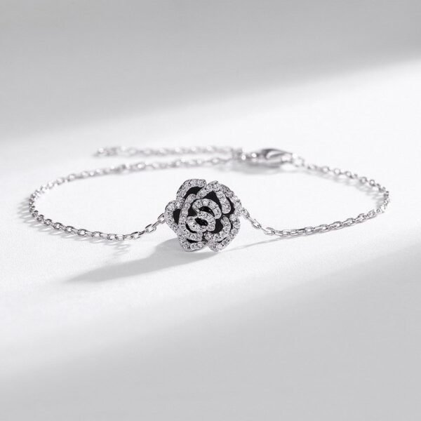 Customized Delicate Rose Bracelet S925 Silver with Zirconia Drip Oil Enamel Flower Hand Jewelry Wind - Image 2