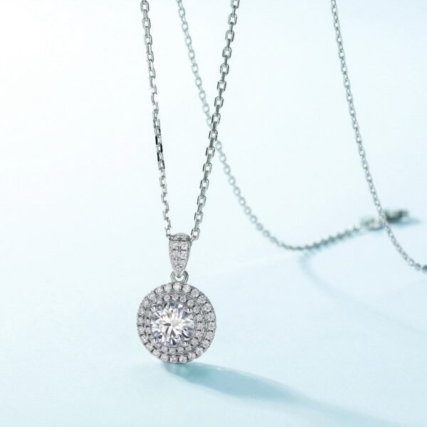 Global Brilliant Moissanite Pendant Necklace S925 Silver Full Set Sparkling Colorful Pendant Light Luxury - Image 2
