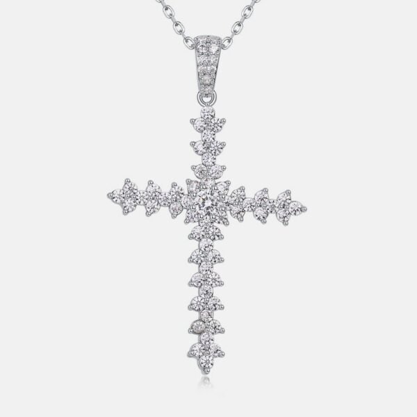 New personalized cross pendant men and women S925 silver moissan diamond collarbone chain fashion hip-hop trend - Image 2