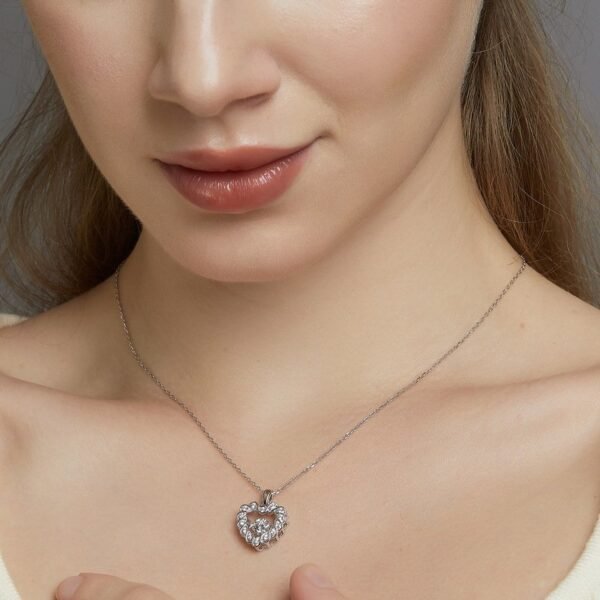 The section of spiritual love love moissan pendant S925 silver inlaid sparkling moissan collarbone pendant light luxury fashion - Image 2