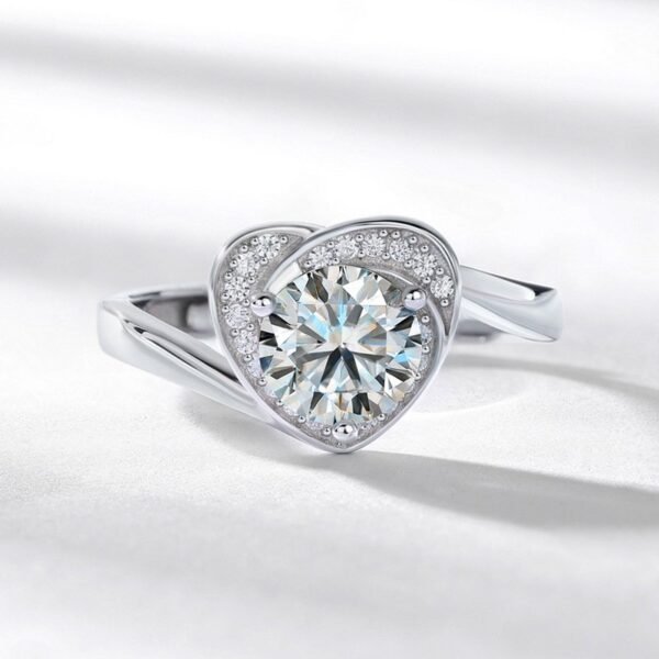 S925 Silver Moissanite Ring Women Fashion Classic Twisted Arm Loving Heart Model Wedding Ring Women - Image 2