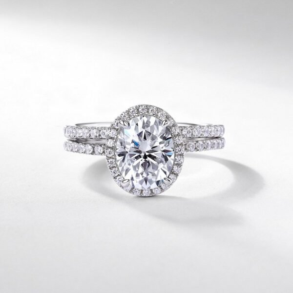 Brilliant light luxury pigeon egg moissanite diamond ring female S925 sterling silver fashion combination ring - Image 2