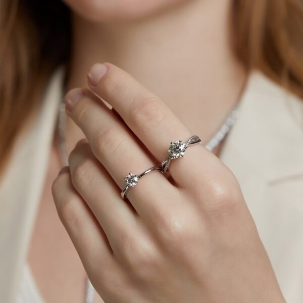 Genuine radiant moissanite diamond ring female S925 silver proposal engagement ring couple ring simple fashion - Image 2