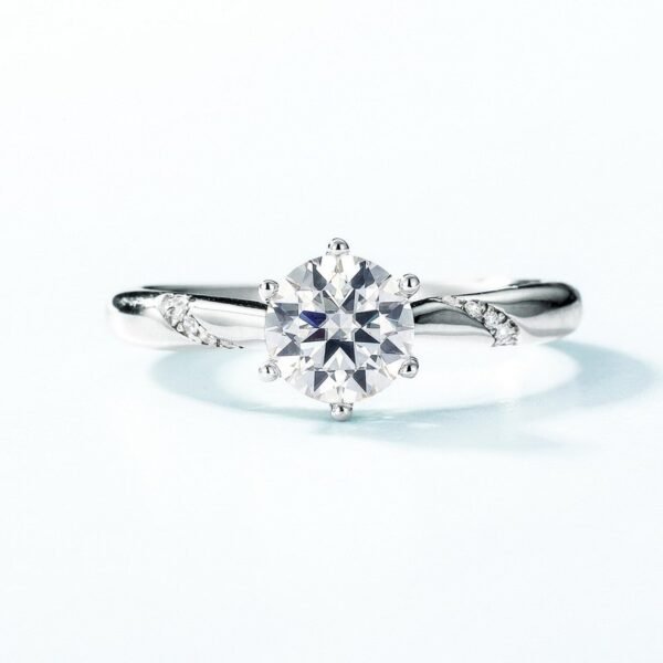 Classic Twisted Arm Setting One Carat Moissanite Ring S925 Sterling Silver Proposal Engagement Couple Diamond Ring - Image 2