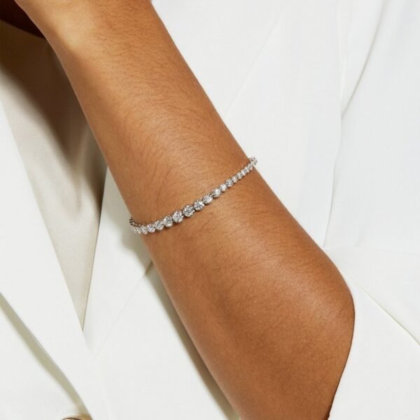 S925 sterling silver moissanite bracelet female single row around set full of diamonds hand jewelry simple fashion personality - Image 2