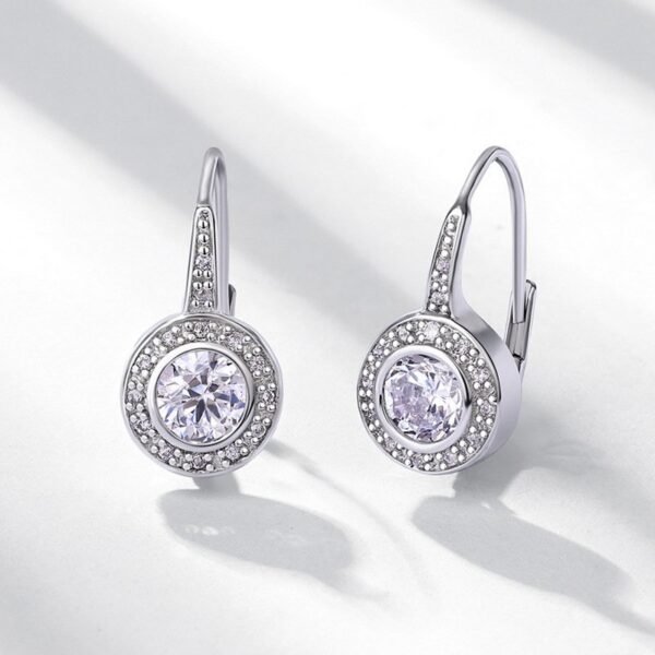 Moissanite earrings S925 silver surrounded by full of diamonds fashion ear hooks simple and light luxury personality versatile - Image 2