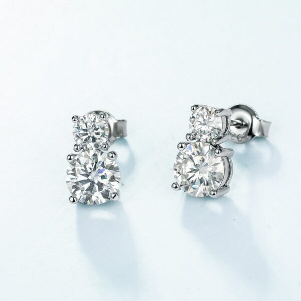 Brilliant gourd 1 carat moissanite earrings S925 silver double diamond colorful treasure earrings wind atmosphere simple - Image 2