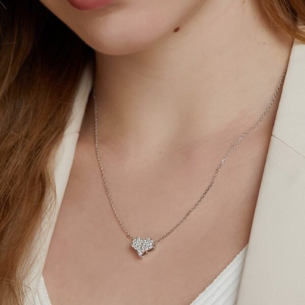 Love full diamond moissanite necklace female S925 silver eternally sparkling moissan collarbone chain simple - Image 2