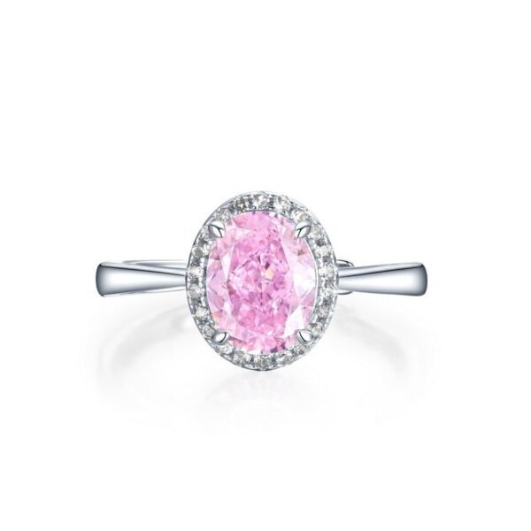 S925 silver high carbon diamond egg-shaped pink diamond ring engagement proposal wedding aquamarine women's ring fashion simple - Image 2