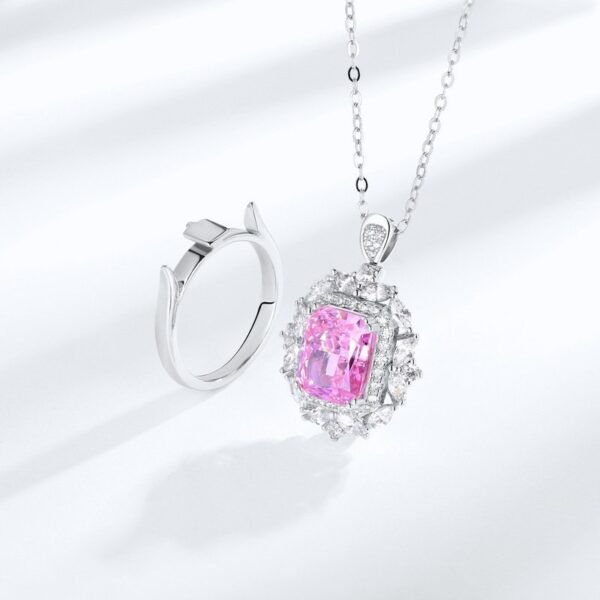 Direct hot sale 925 silver luxury high carbon diamond ring full of diamonds female detachable pendant dual-purpose models - Image 2