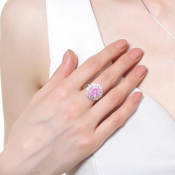 High Carbon Diamond Pink Diamond Ring Premium Feeling S925 Silver Ring Holiday Gift - Image 2