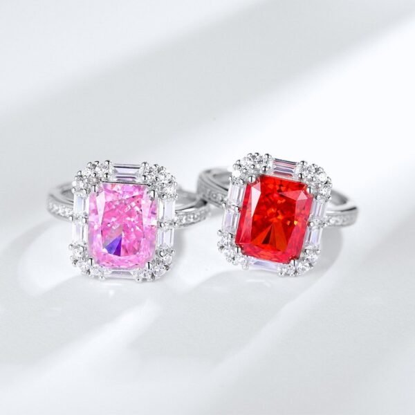 Section S925 silver luxury ring female 3.2ct high carbon diamond 8_10 finger ring female retro simple - Image 2