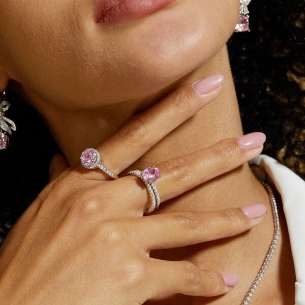 Millennium rose cut zirconia ring S925 silver encircled with super sparkling colorful treasure finger ring fashion simple - Image 2