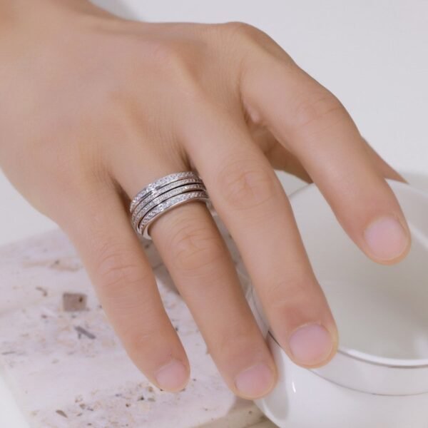 Falling into the Milky Way full diamond index finger ring for women S925 silver with radiant 5A white zirconium ring fashionable and rotatable - Image 2