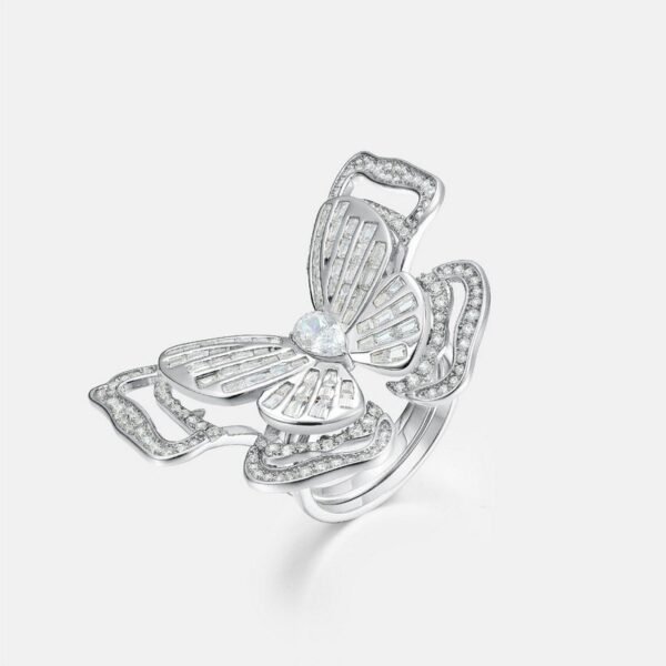Cross new hot butterfly design high carbon diamond ring S925 silver full set colorful treasure finger ring light luxury fashion personality - Image 2