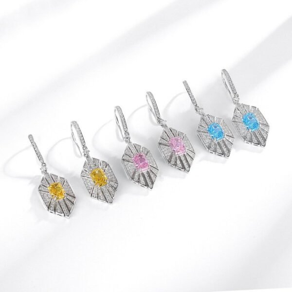925 Silver 4.2ct Ice Flower Cut Goose Yellow High Carbon Diamond Ear Hooks Luxury Earrings Manufacturer - Image 2